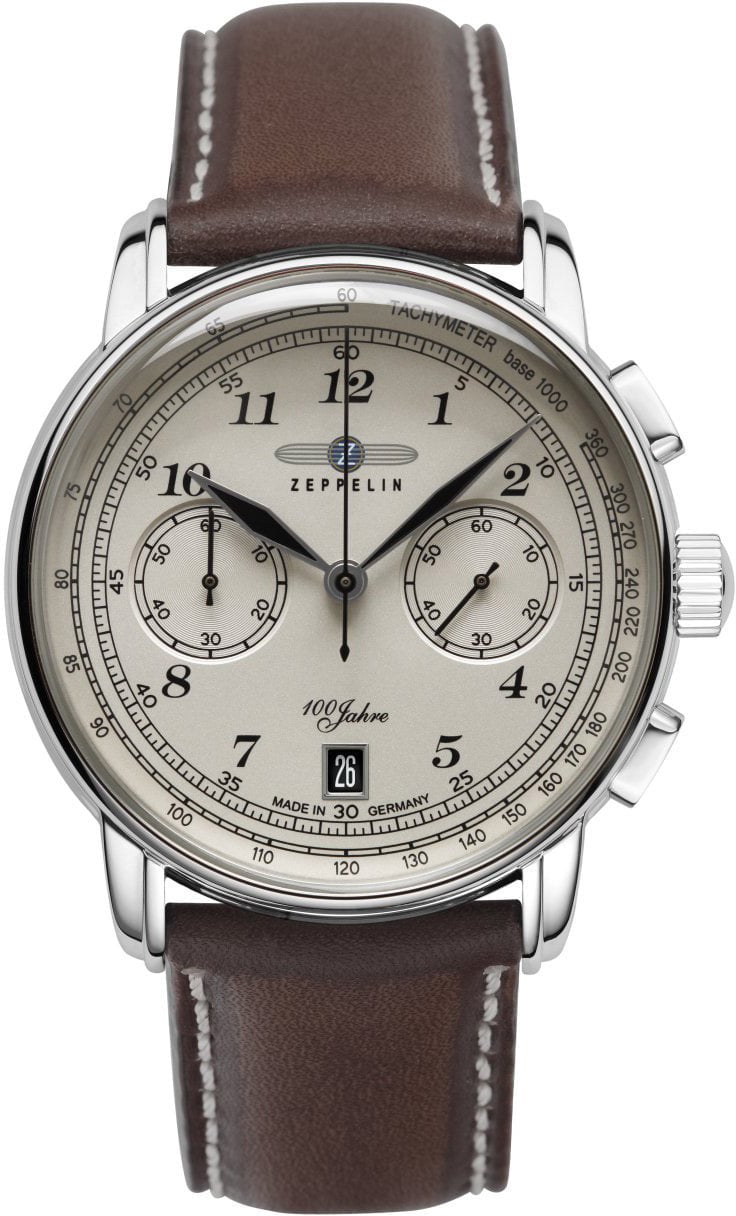 Zeppelin 7674-6 100 Jahre chronograaf horloge 42 mm Wit