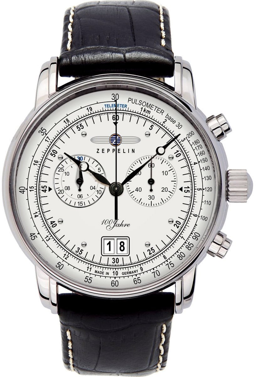 Zeppelin 7690-1 100 Jahre chronograaf heren horloge Wit