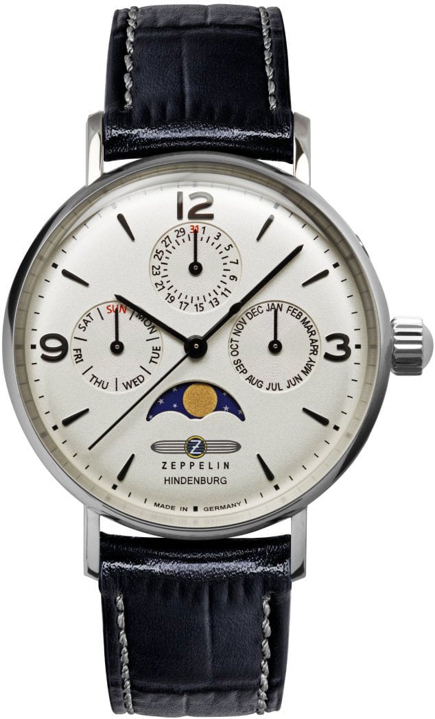 Zeppelin 8075-5 LZ 129 Hindenburg Mondphase horloge 36 mm Wit