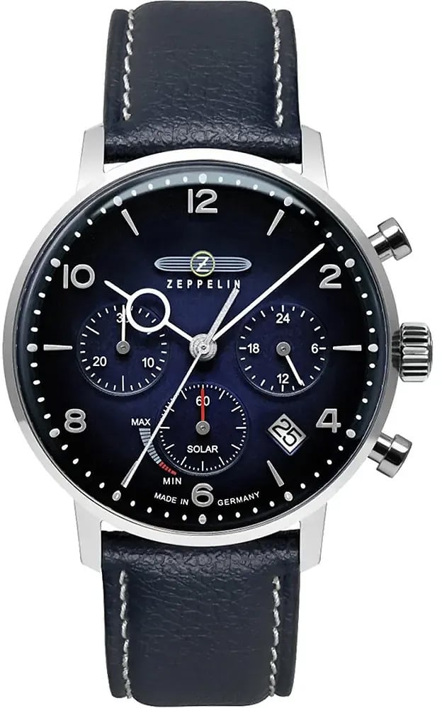 Zeppelin 8086-3N LZ 129 Hindenburg Solar chronograaf horloge Blauw