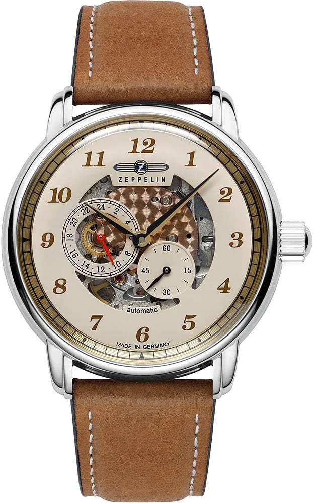 Zeppelin 8658-5 New Captain's Line automatisch skeleton horloge Beige