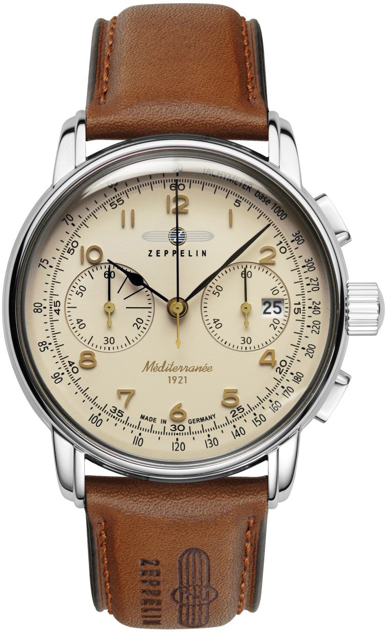 Zeppelin 9670-5 Méditerranée chronograaf heren horloge Beige