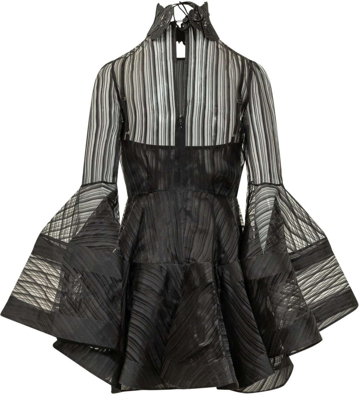Zimmermann Abito Mini Valiant con Pannelli Trasparenti Zwart