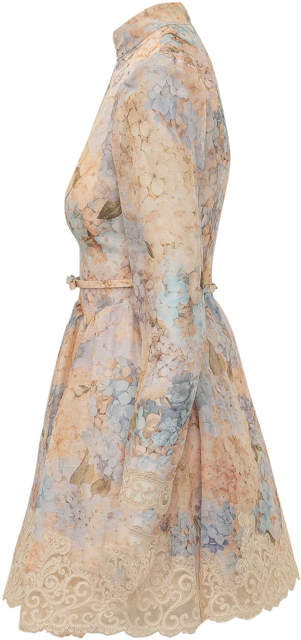 Zimmermann Abito Mini Valiant con Stampa Floreale Beige