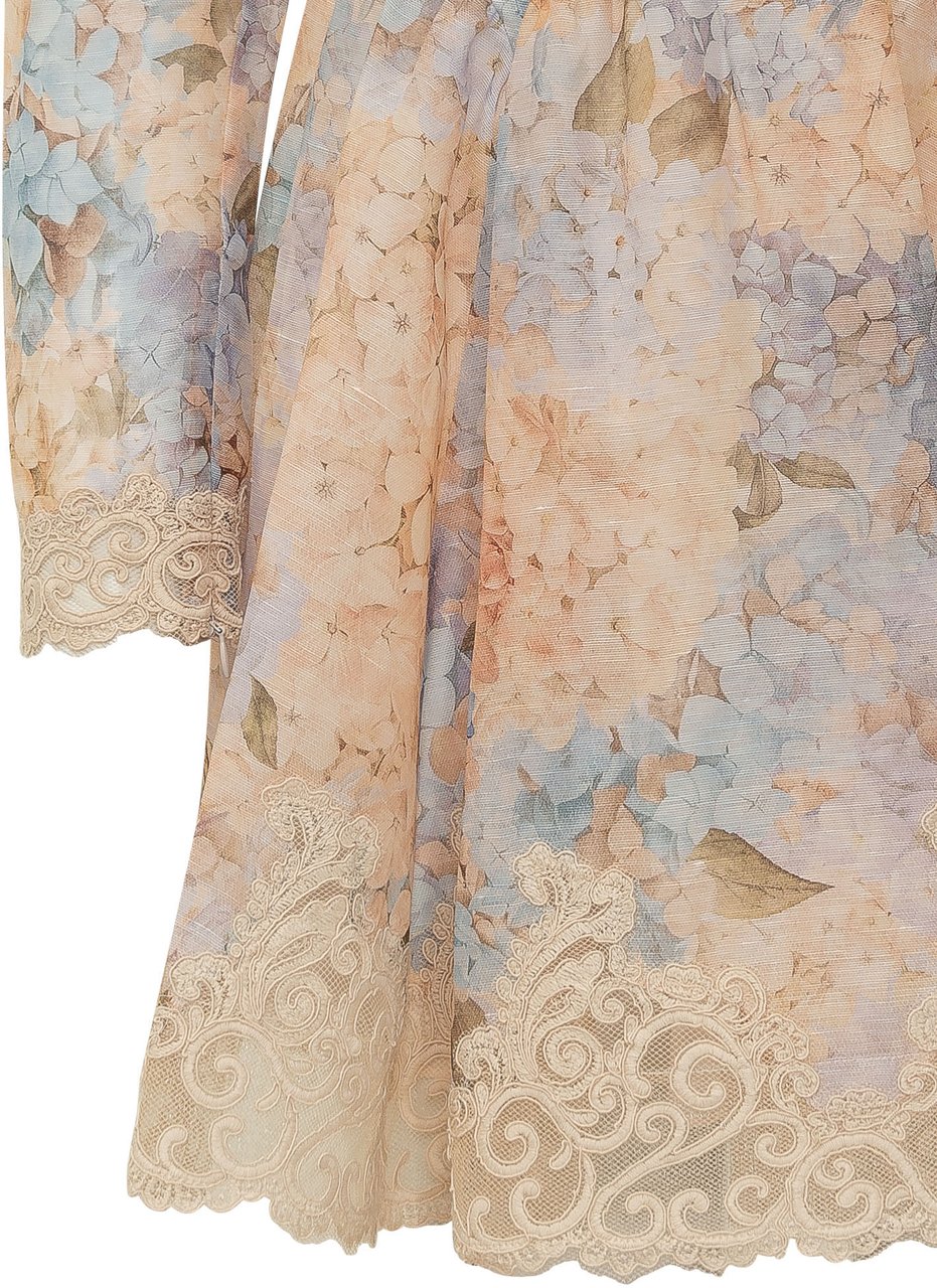 Zimmermann Abito Mini Valiant con Stampa Floreale Beige