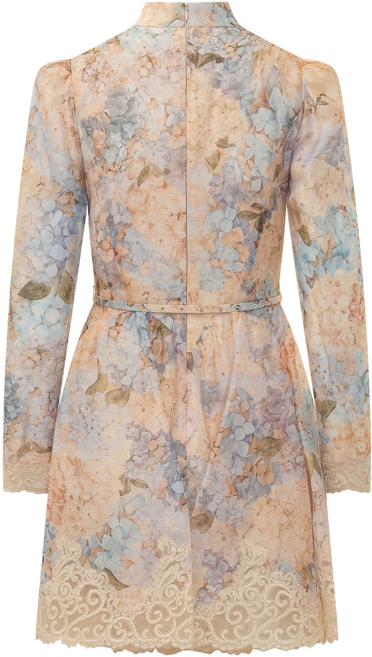 Zimmermann Abito Mini Valiant con Stampa Floreale Beige
