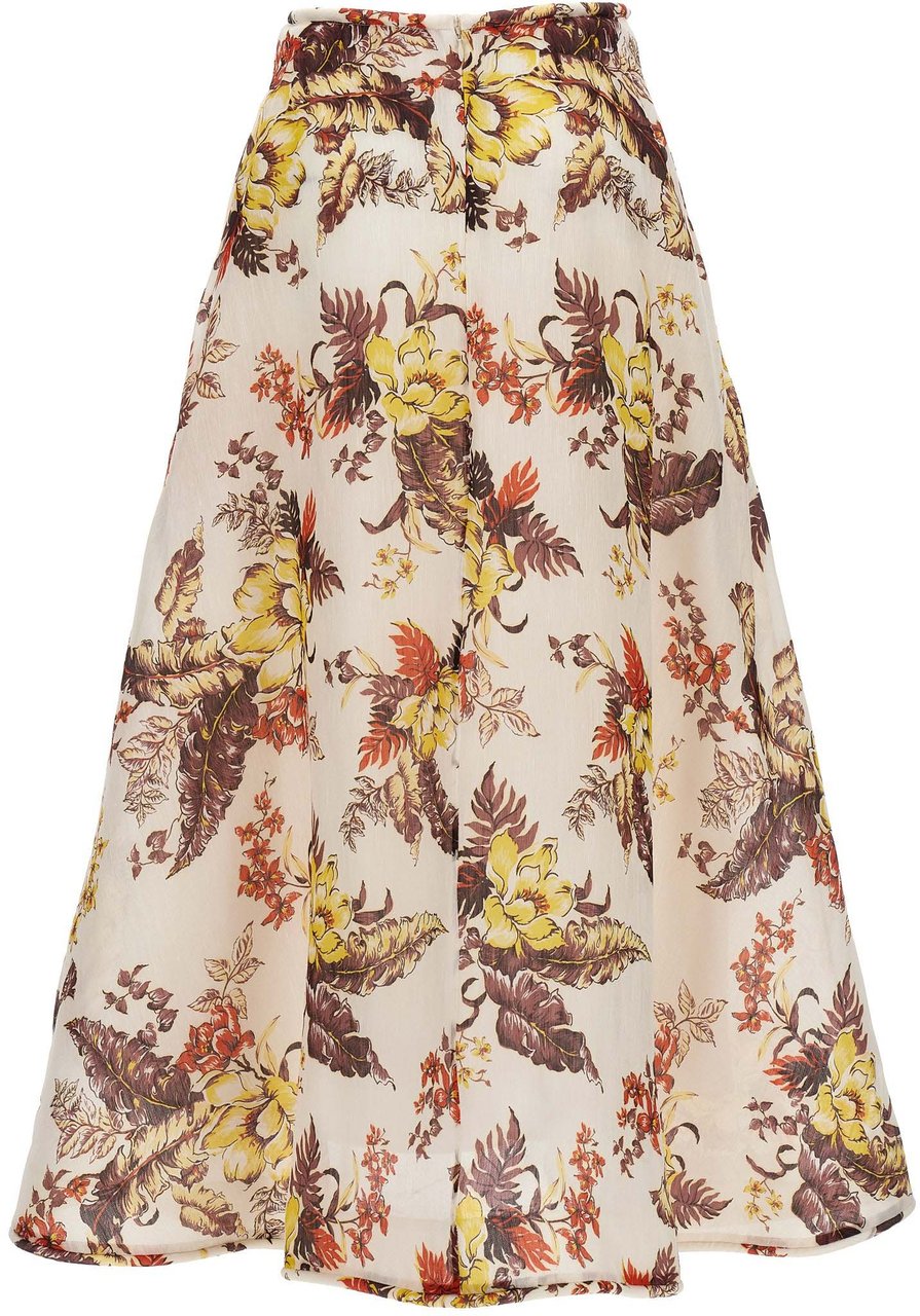 Zimmermann Multicolor Linen Midi Skirt Divers