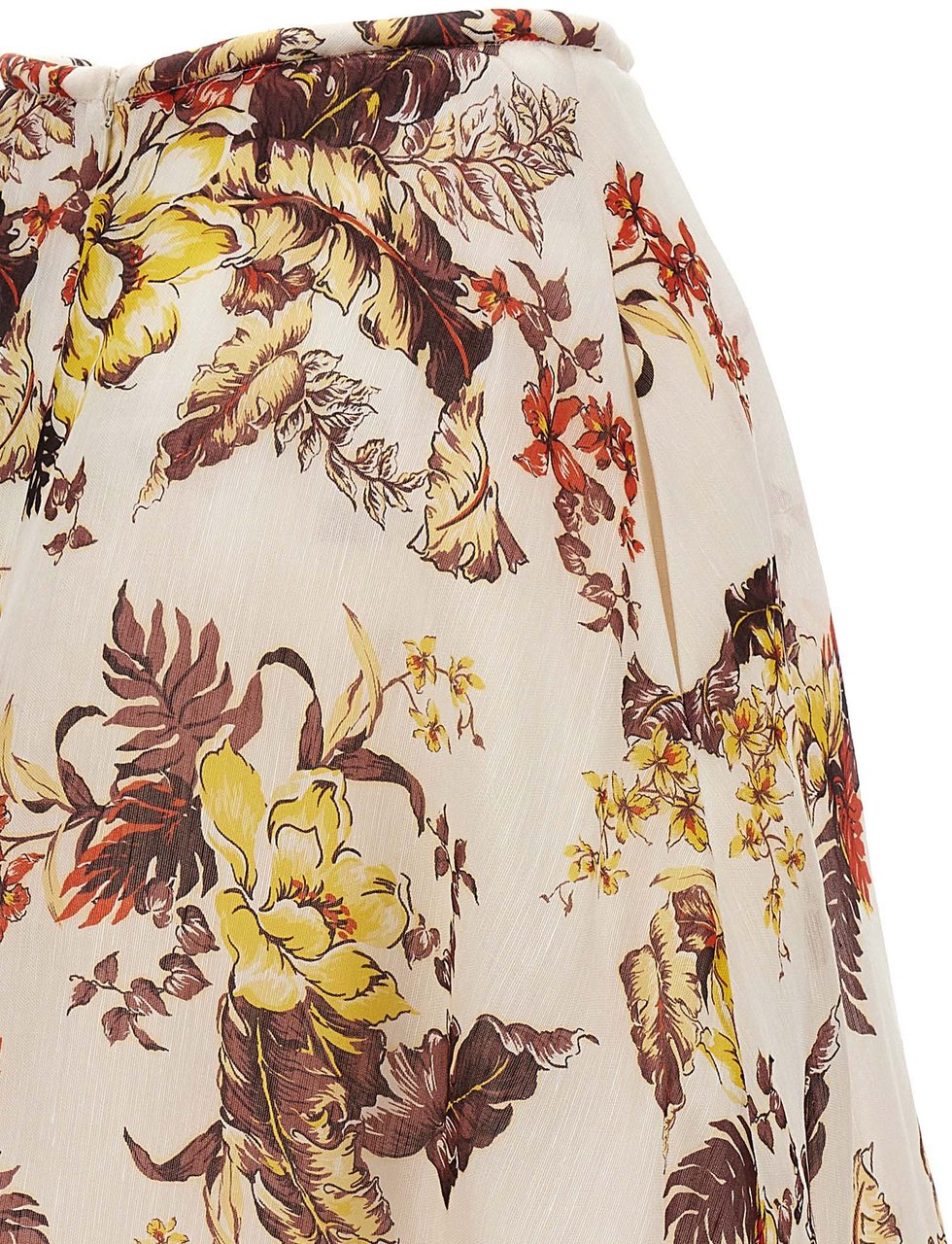 Zimmermann Multicolor Linen Midi Skirt Divers