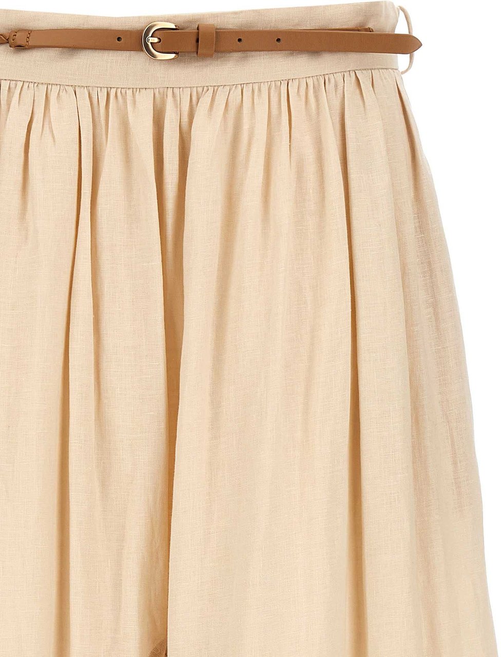Zimmermann Beige Linen Midi Skirt Beige