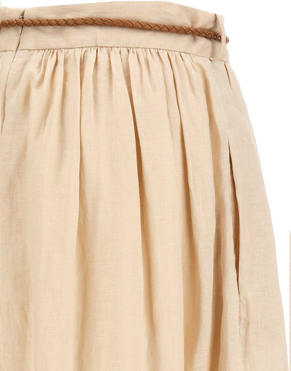 Zimmermann Beige Linen Midi Skirt Beige