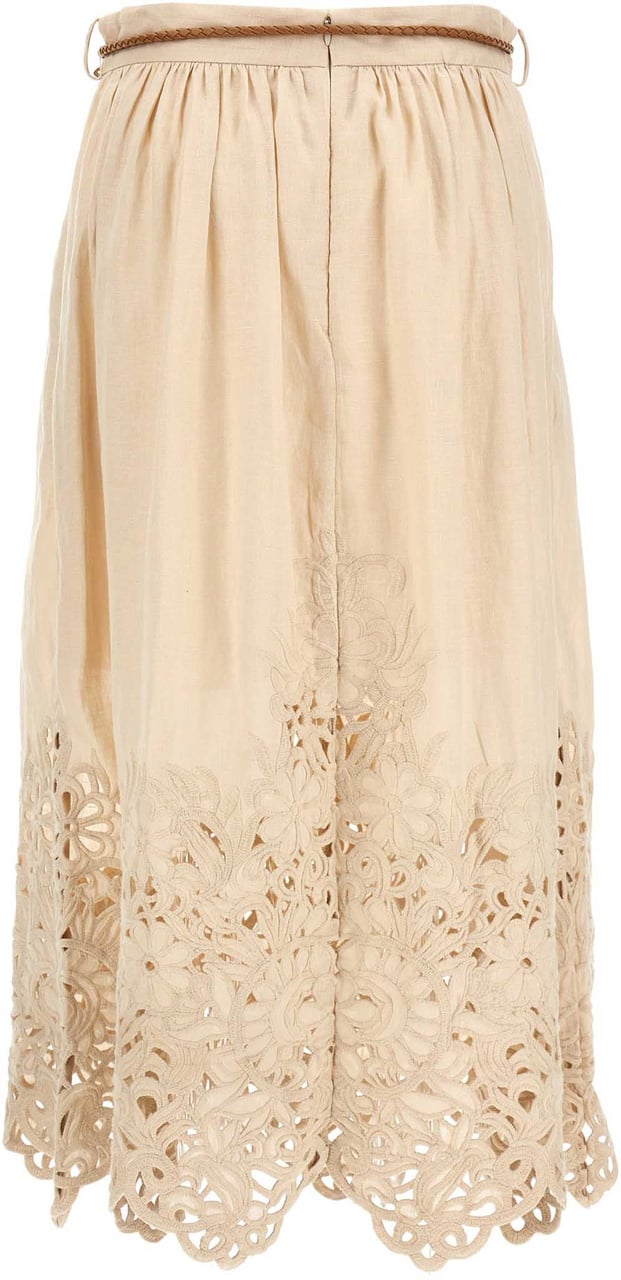 Zimmermann Beige Linen Midi Skirt Beige