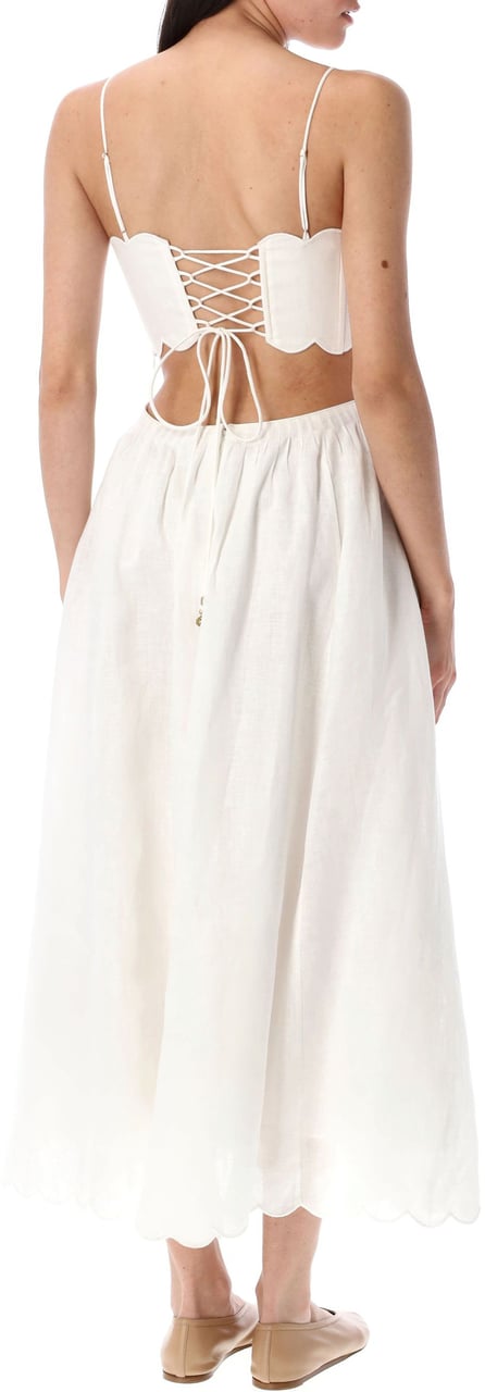Zimmermann Rhiannon scallop midi dress Neutraal
