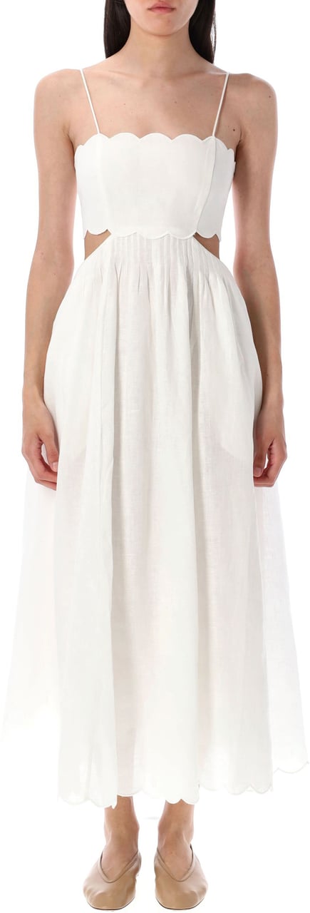 Zimmermann Rhiannon scallop midi dress Neutraal