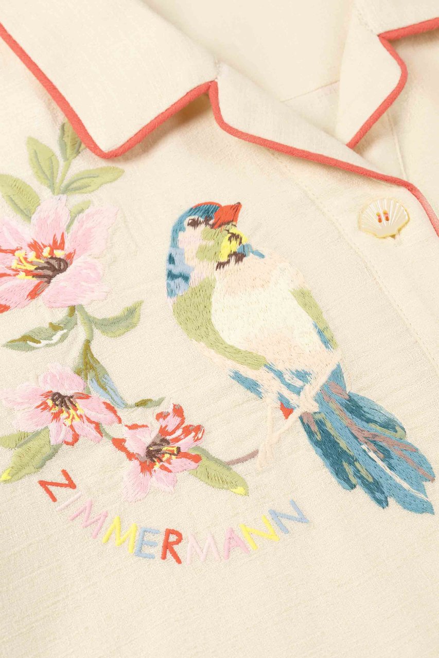 Zimmermann Aster Kids Embroidery Shirt Beige