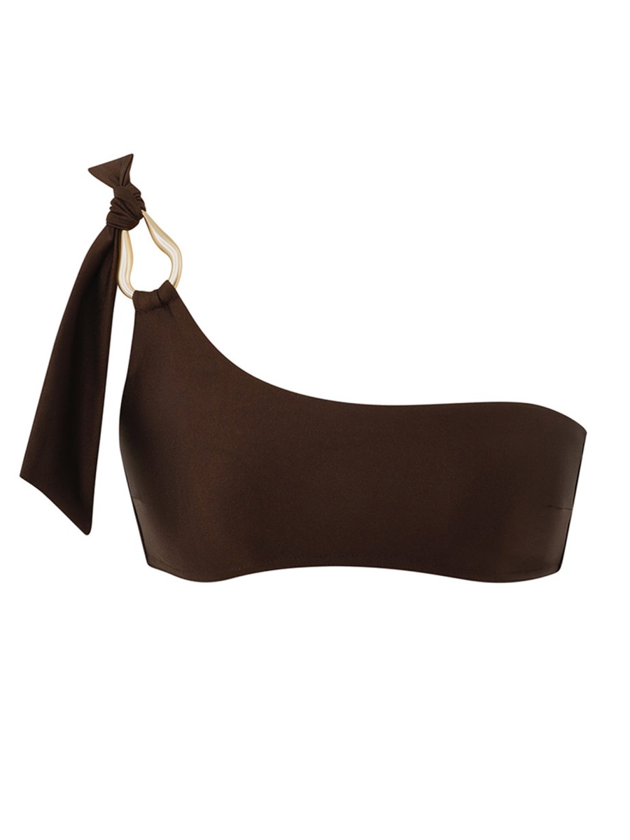 Zimmermann Brown Ascension One-Shoulder Bikini Top Zwart