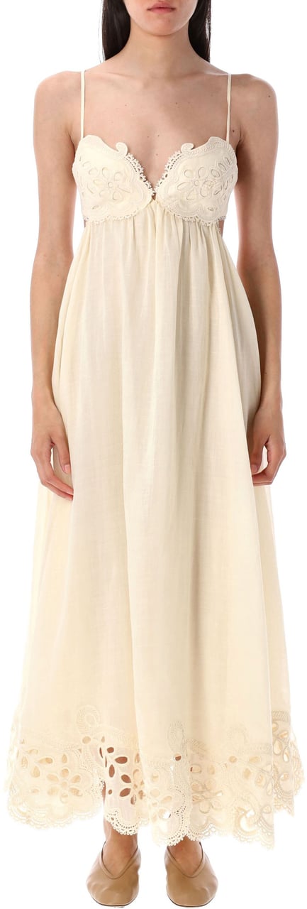 Zimmermann Coco Embroiderd Dress Bianco Wit