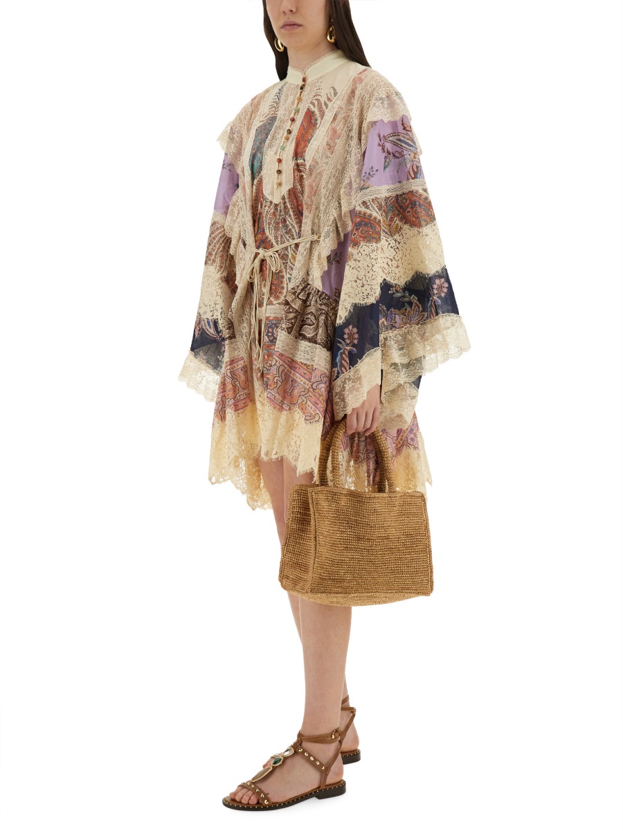 Zimmermann Rhiannon Floral Patchwork Mini Dress Neutraal
