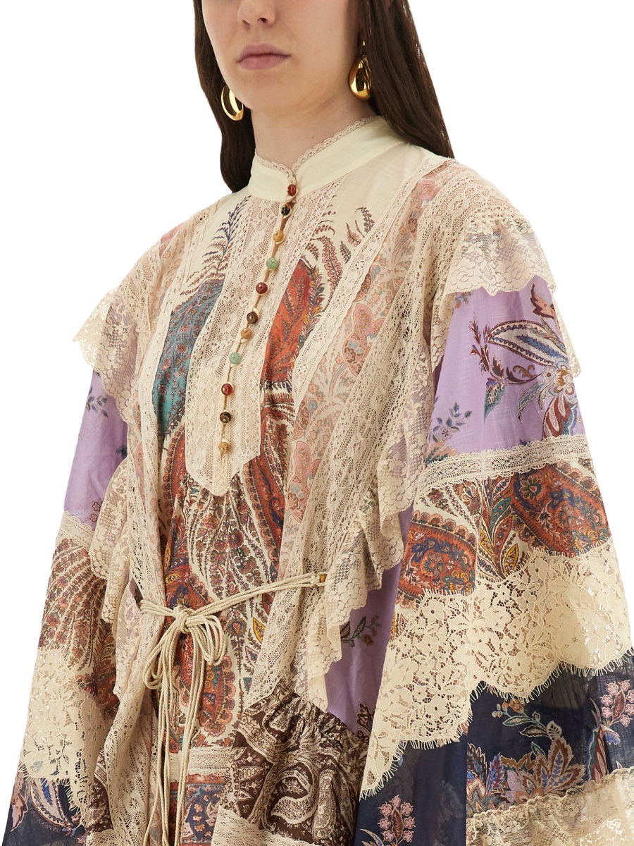 Zimmermann Rhiannon Floral Patchwork Mini Dress Neutraal