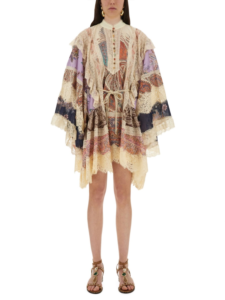 Zimmermann Rhiannon Floral Patchwork Mini Dress Neutraal