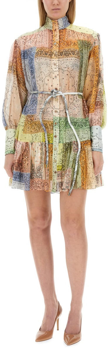 Zimmermann Elegantly Tailored Mini Dress With Cotton-Silk Blend Neutraal