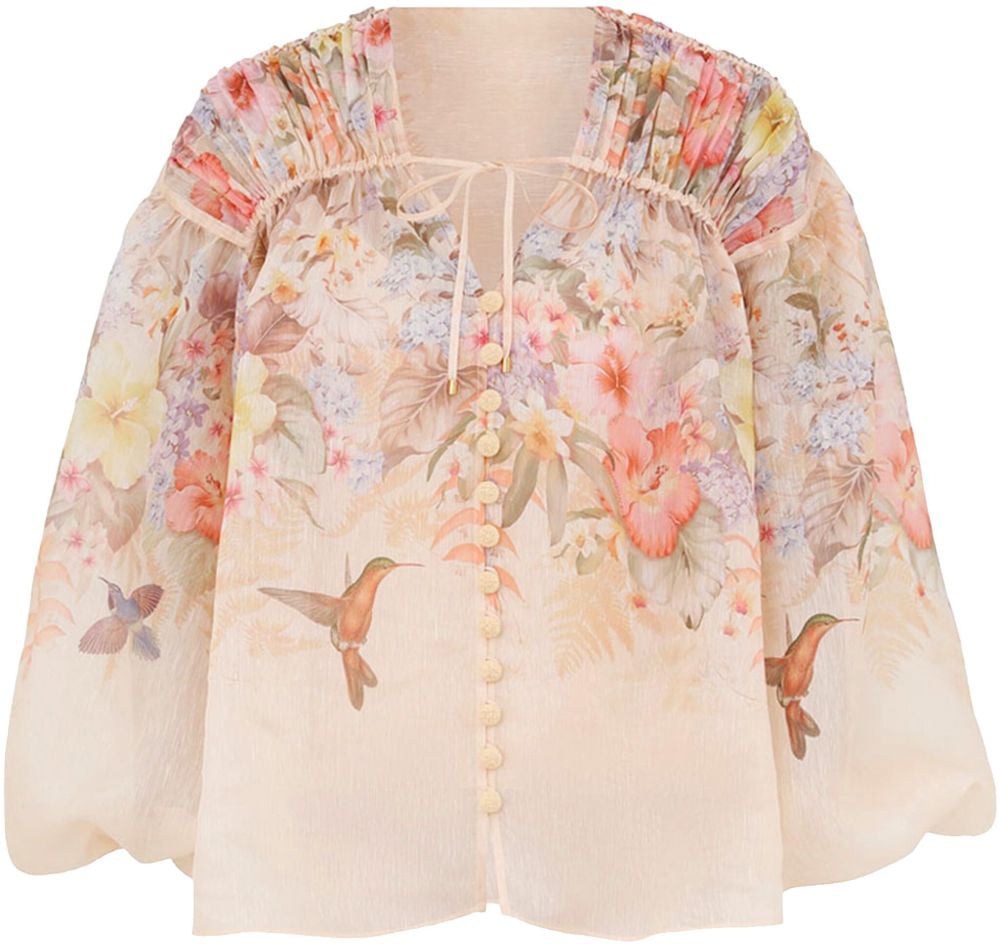 Zimmermann Zimmermann Printed linen blend Illuminate blouse Divers