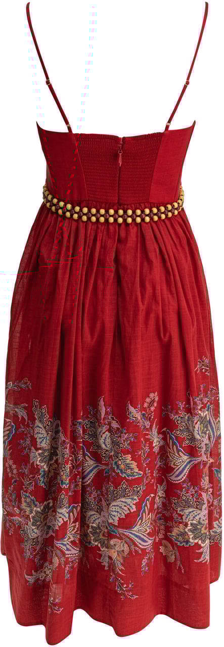 Zimmermann Rhiannon Corset Midi Dress Rood