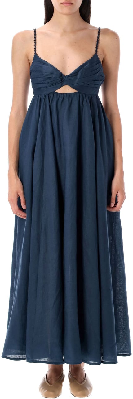 Zimmermann Twist Front Long Dress Blu Blauw