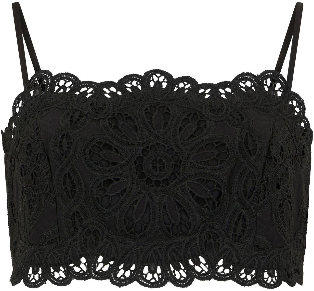 Zimmermann Short lace macramé top Zwart