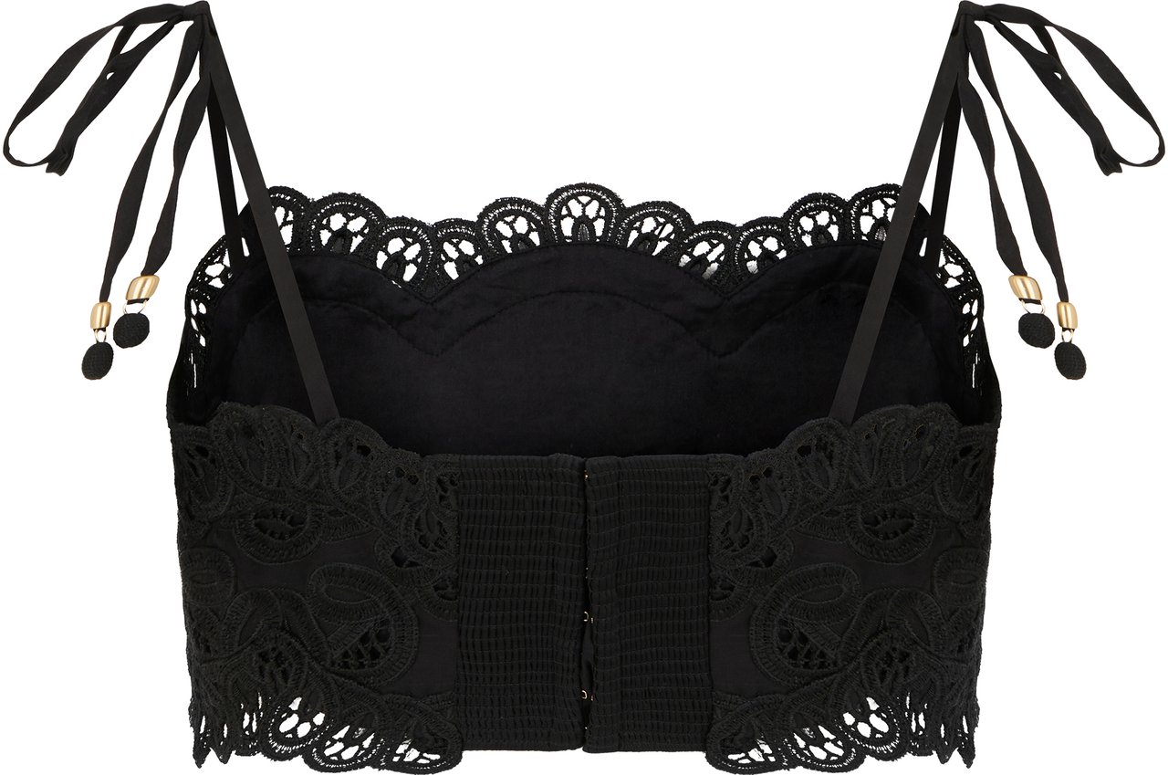 Zimmermann Short lace macramé top Zwart