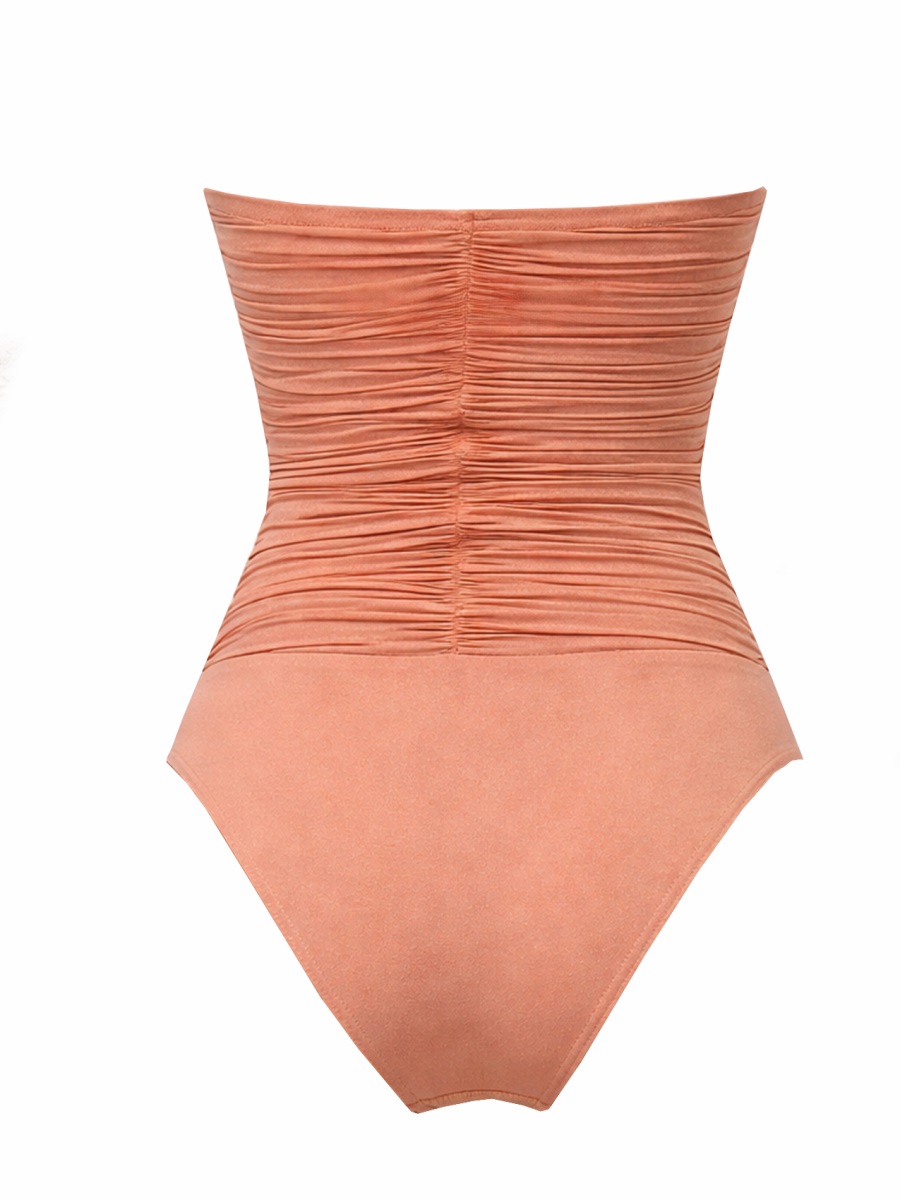 Zimmermann Coco Bow Detail Metallic One-Piece Swimsuit Oranje
