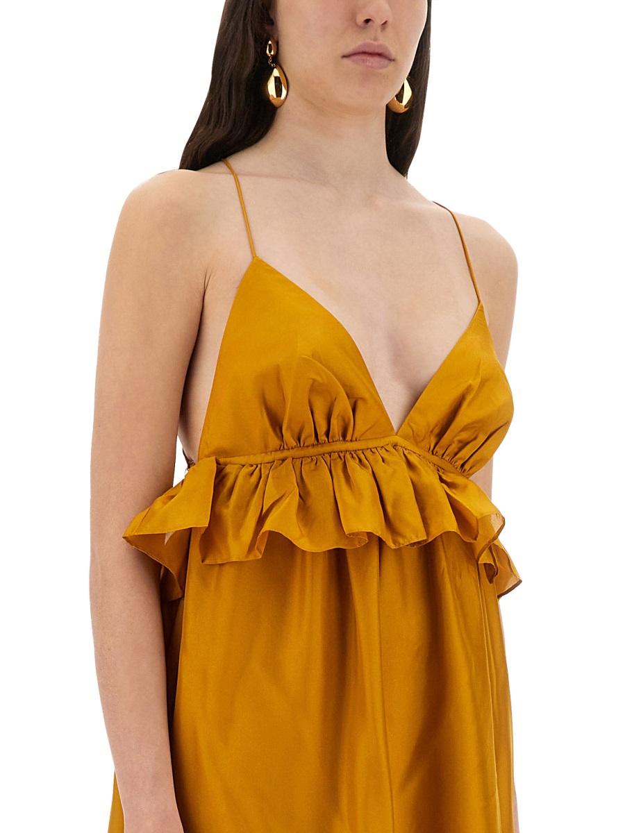 Zimmermann Rhiannon Ruffled Silk Midi Dress Oranje