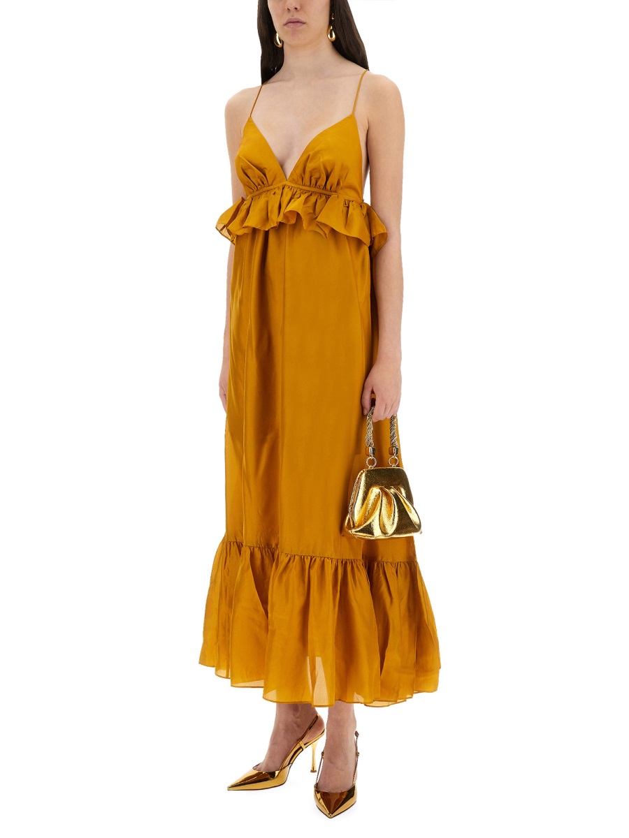 Zimmermann Rhiannon Ruffled Silk Midi Dress Oranje