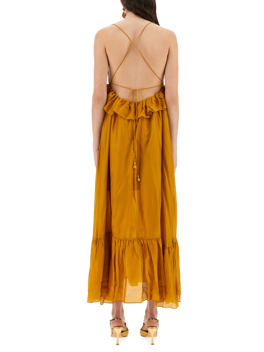 Zimmermann Rhiannon Ruffled Silk Midi Dress Oranje