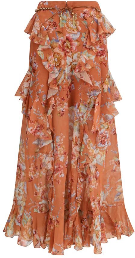 Zimmermann Zimmermann Orange Cotton Long Skirt Oranje