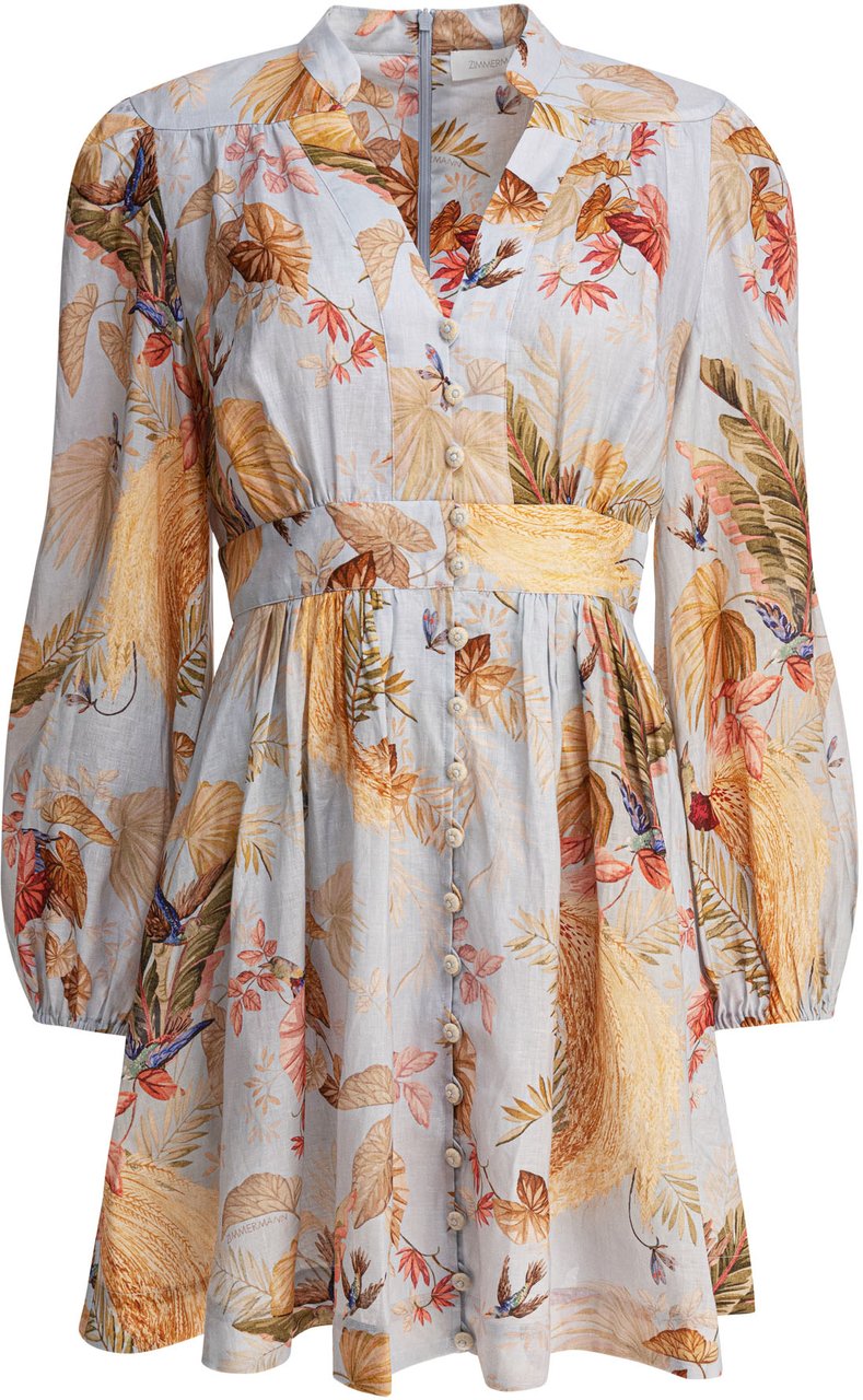 Zimmermann Ascension Plunge Mini Dress Blauw