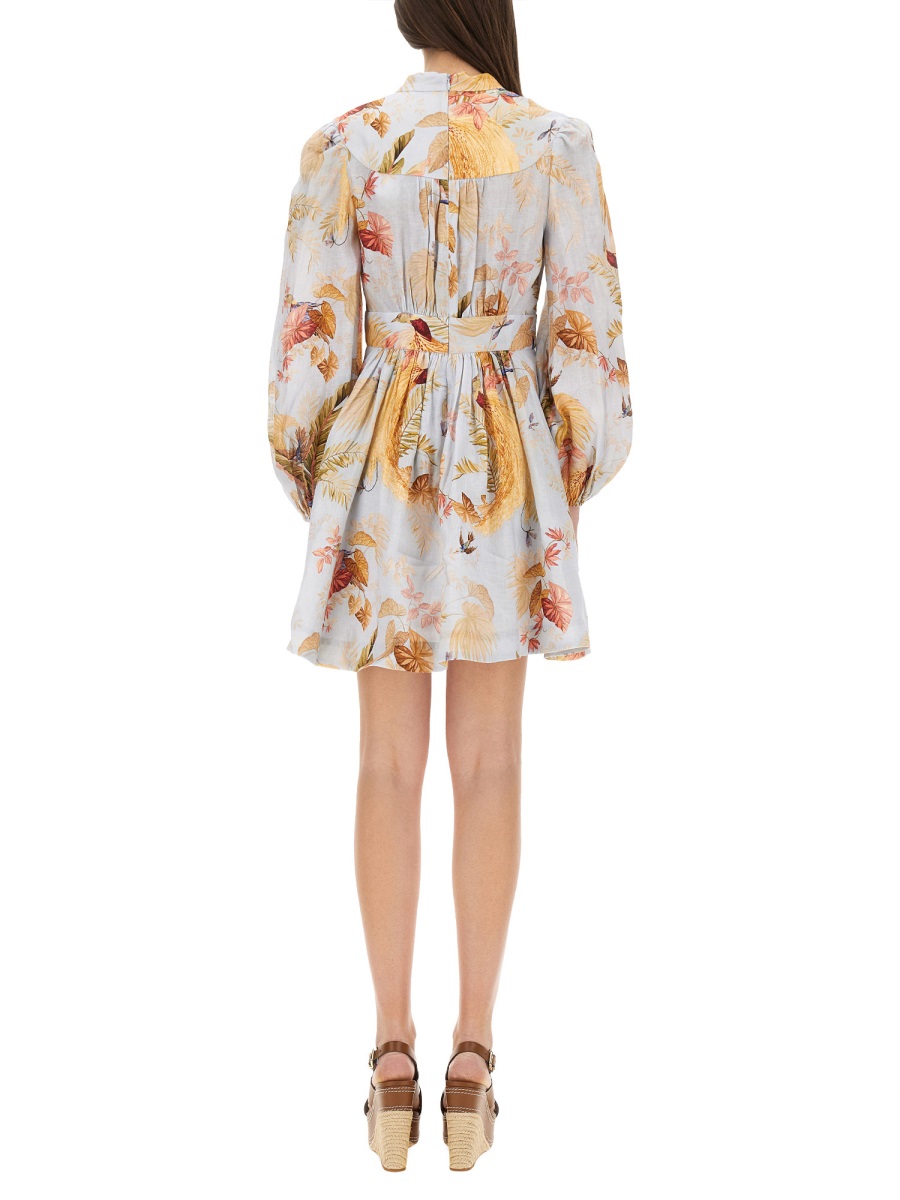 Zimmermann Ascension Floral Puffed Mini Dress Bruin