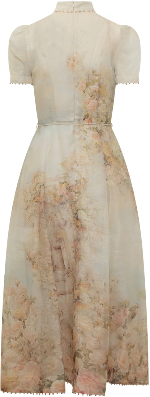Zimmermann Abito Zimmermann Midi in Seta con Stampa Beige
