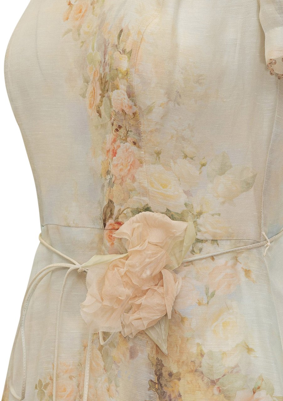 Zimmermann Abito Zimmermann Midi in Seta con Stampa Beige
