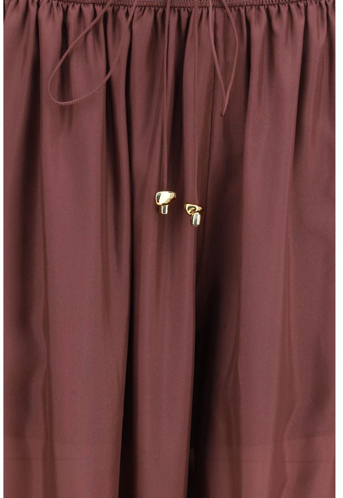 Zimmermann Bordeaux Silk Casual Pants Maroon