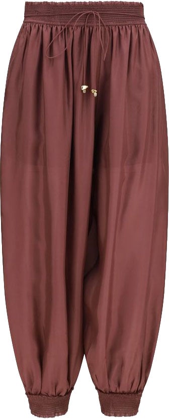 Zimmermann Bordeaux Silk Casual Pants Maroon