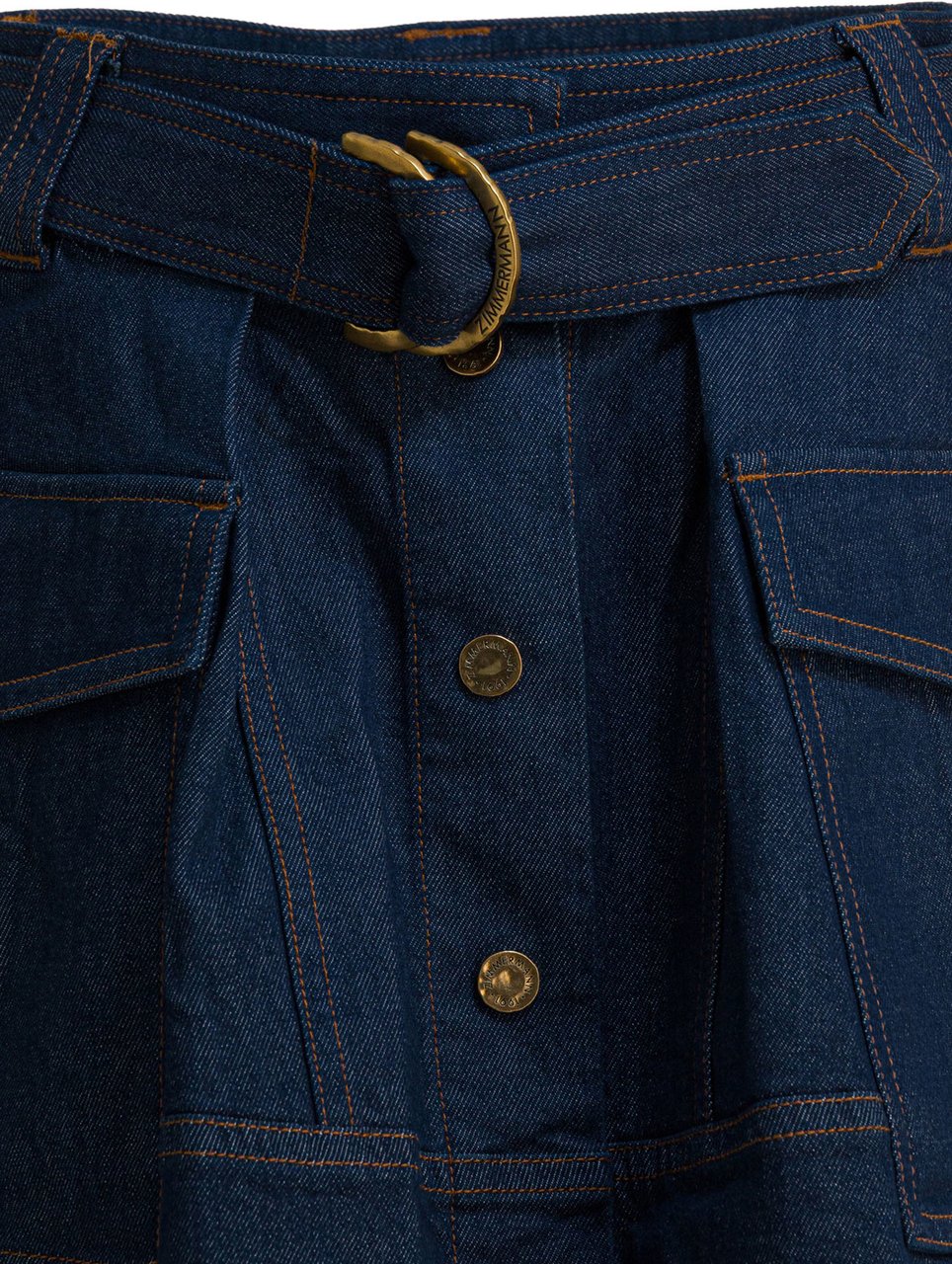 Zimmermann Denim skirt with belt Blauw