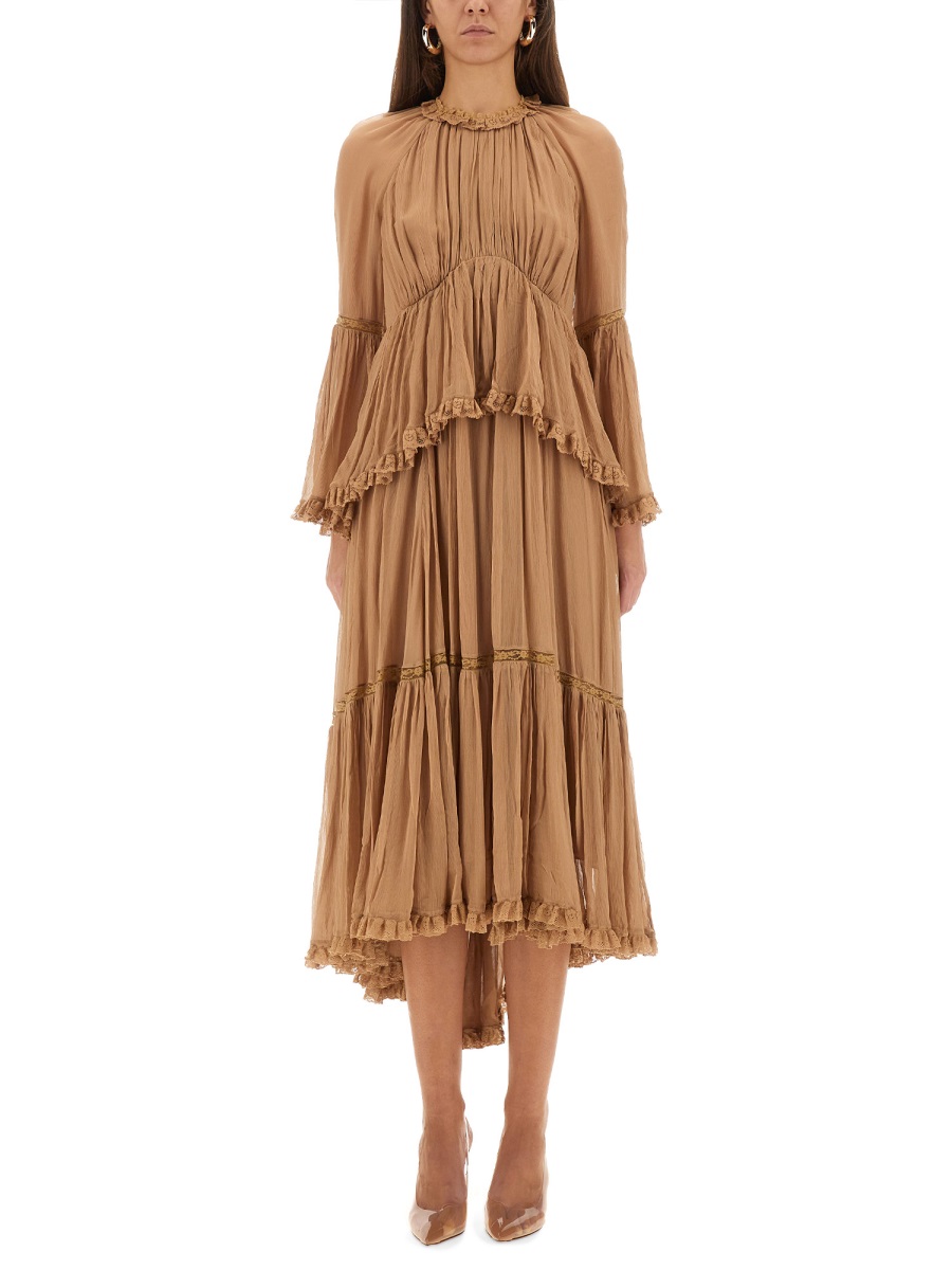 Zimmermann Hypnotic Peplum Ruffle Dress Bruin