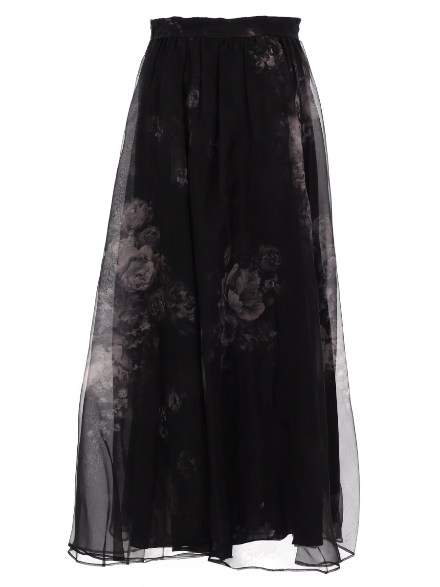 Zimmermann Hypnotic Sheer Floral Silk Maxi Skirt Zwart