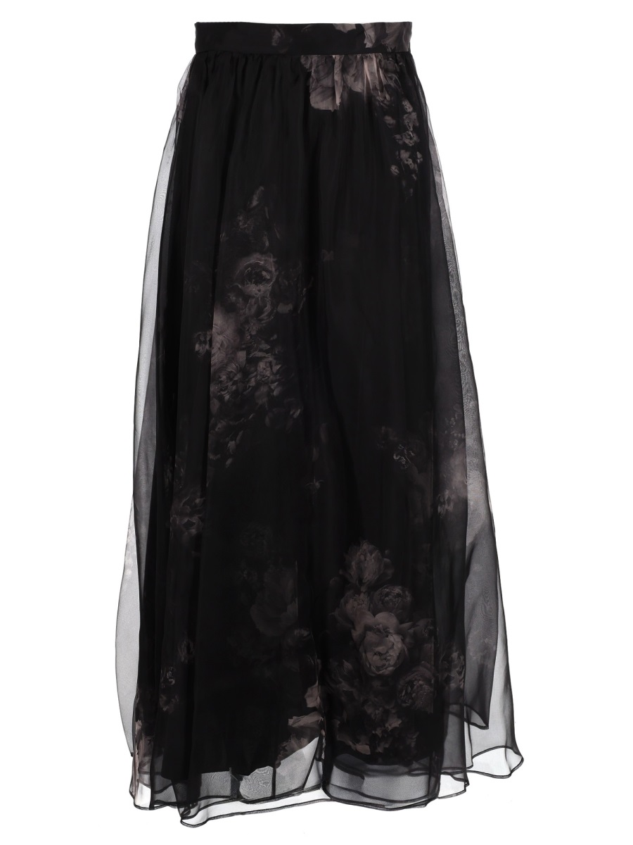 Zimmermann Hypnotic Sheer Floral Silk Maxi Skirt Zwart