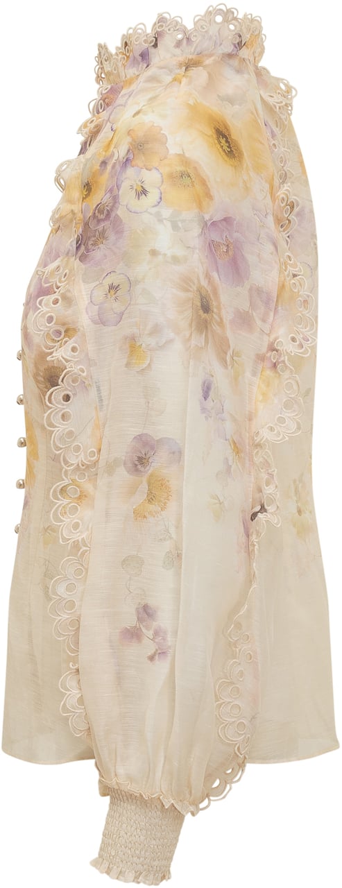 Zimmermann Blusa Zimmermann in Seta con Stampa Beige