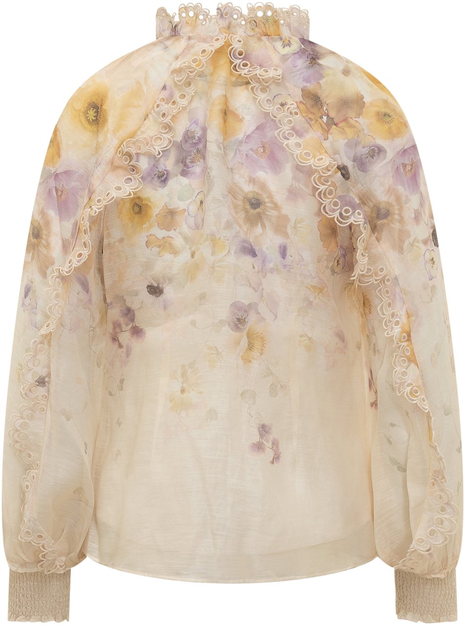 Zimmermann Blusa Zimmermann in Seta con Stampa Beige