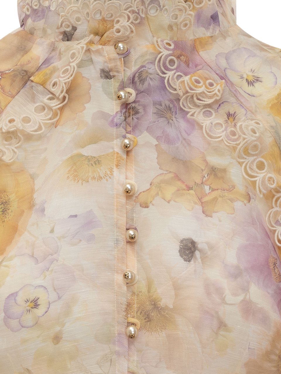 Zimmermann Blusa Zimmermann in Seta con Stampa Beige