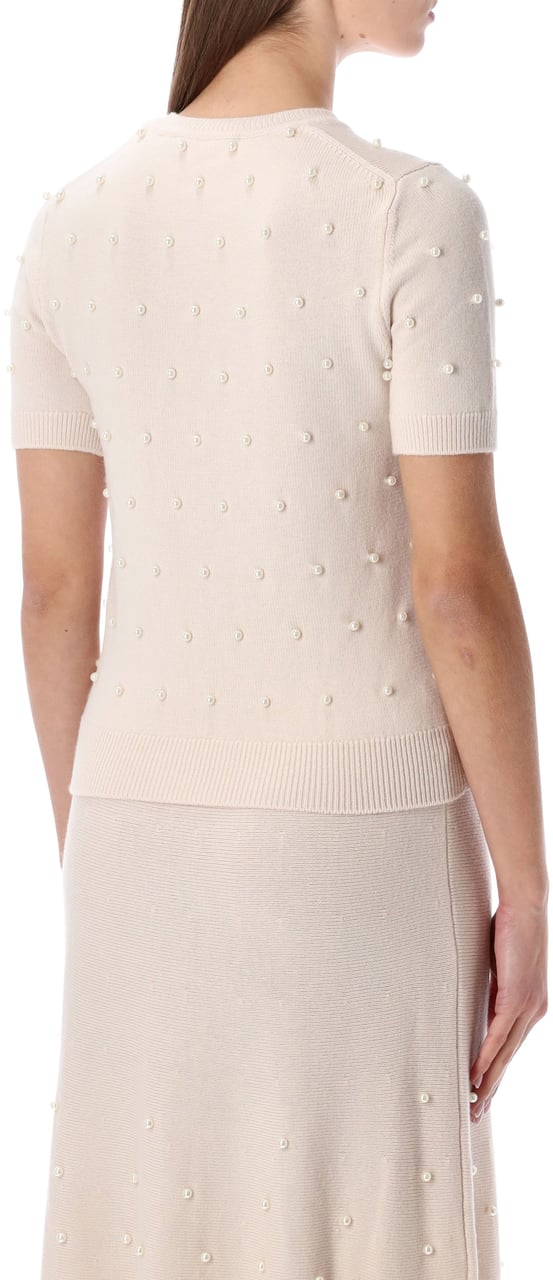 Zimmermann Hypnotic Beaded Knit Tee Chalk Wit