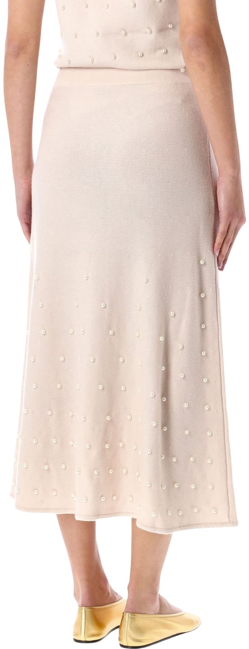 Zimmermann Hypnotic Beaded Midi Skirt Chalk Wit