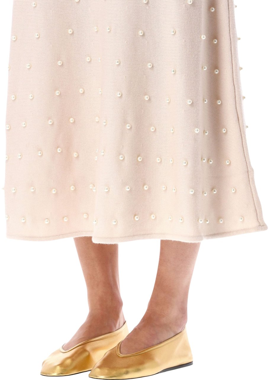 Zimmermann Hypnotic Beaded Midi Skirt Chalk Wit
